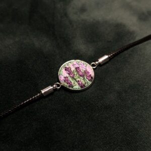 Bransoletka haftowane kwiaty natura rękodzieło