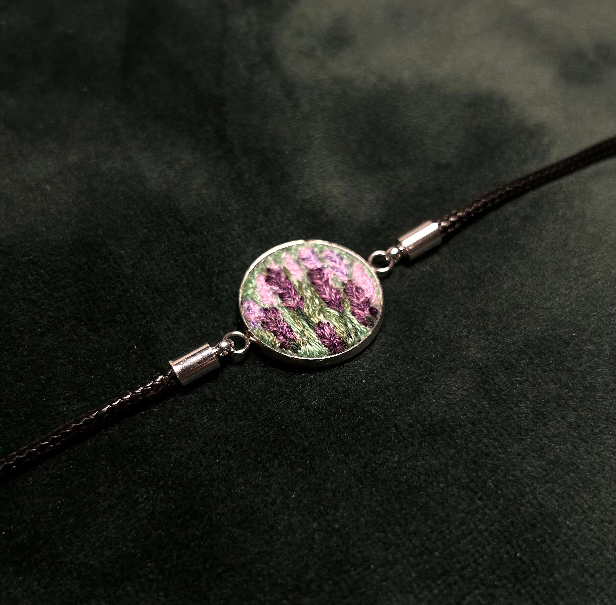 Bransoletka haftowane kwiaty natura rękodzieło