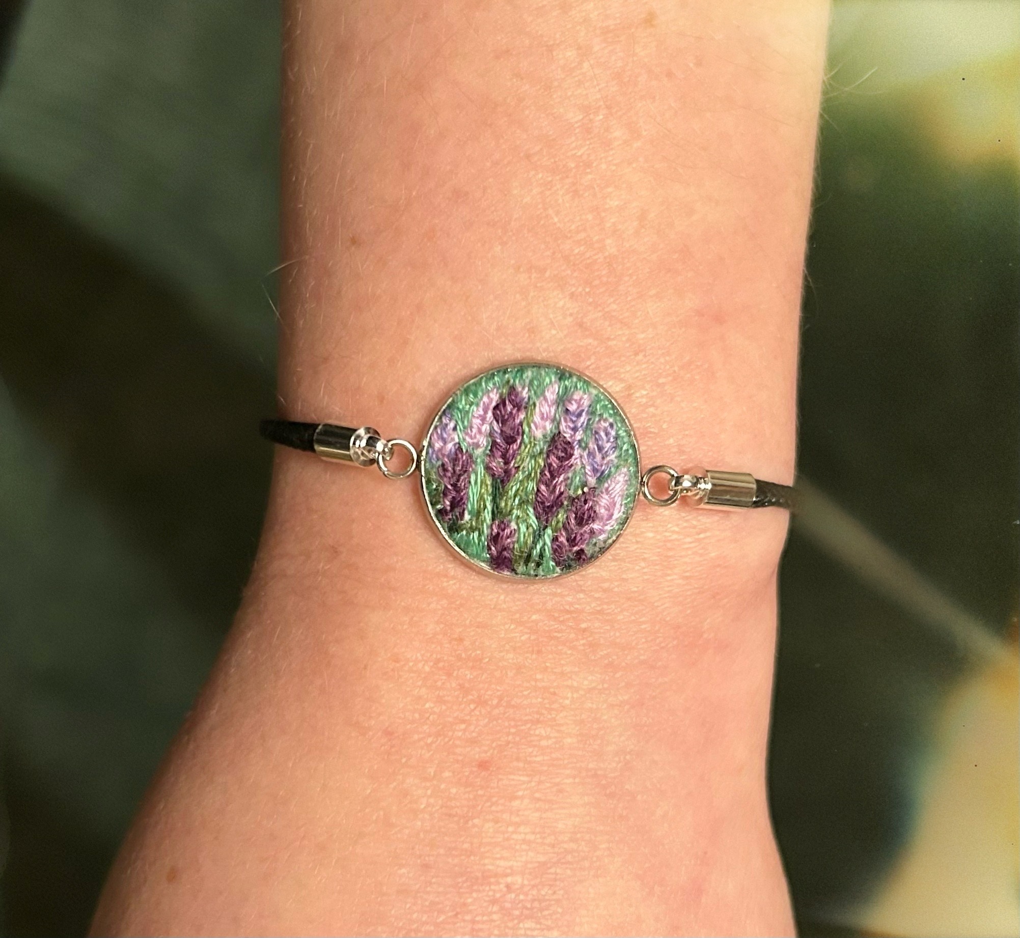 Bransoletka haftowane kwiaty natura rękodzieło - obrazek 3